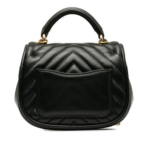 Chanel Reverse Round Mini Black Quilted Chevron Lambskin Gold