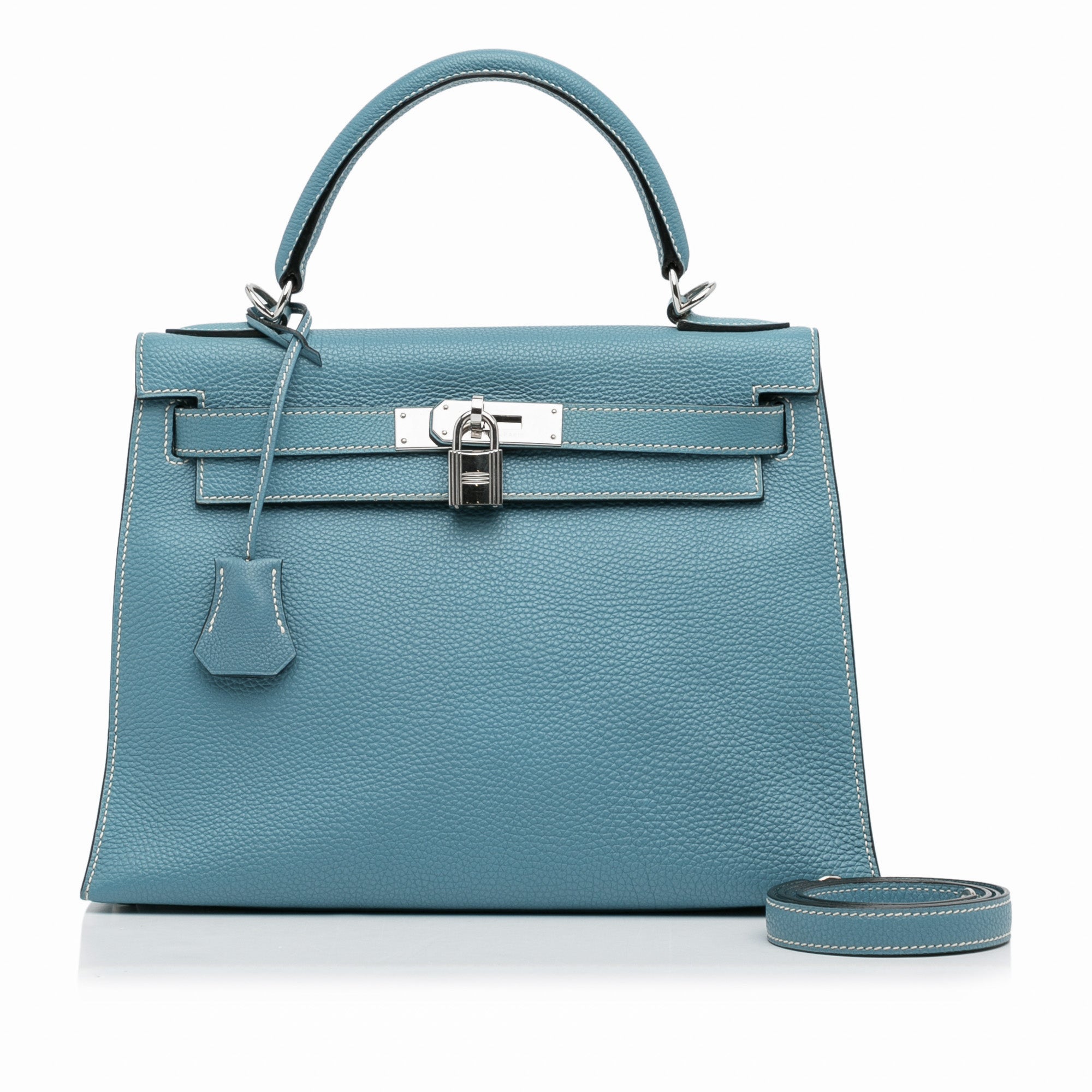 Hermès Kelly Sellier Mou 28 Bleu Jean Togo