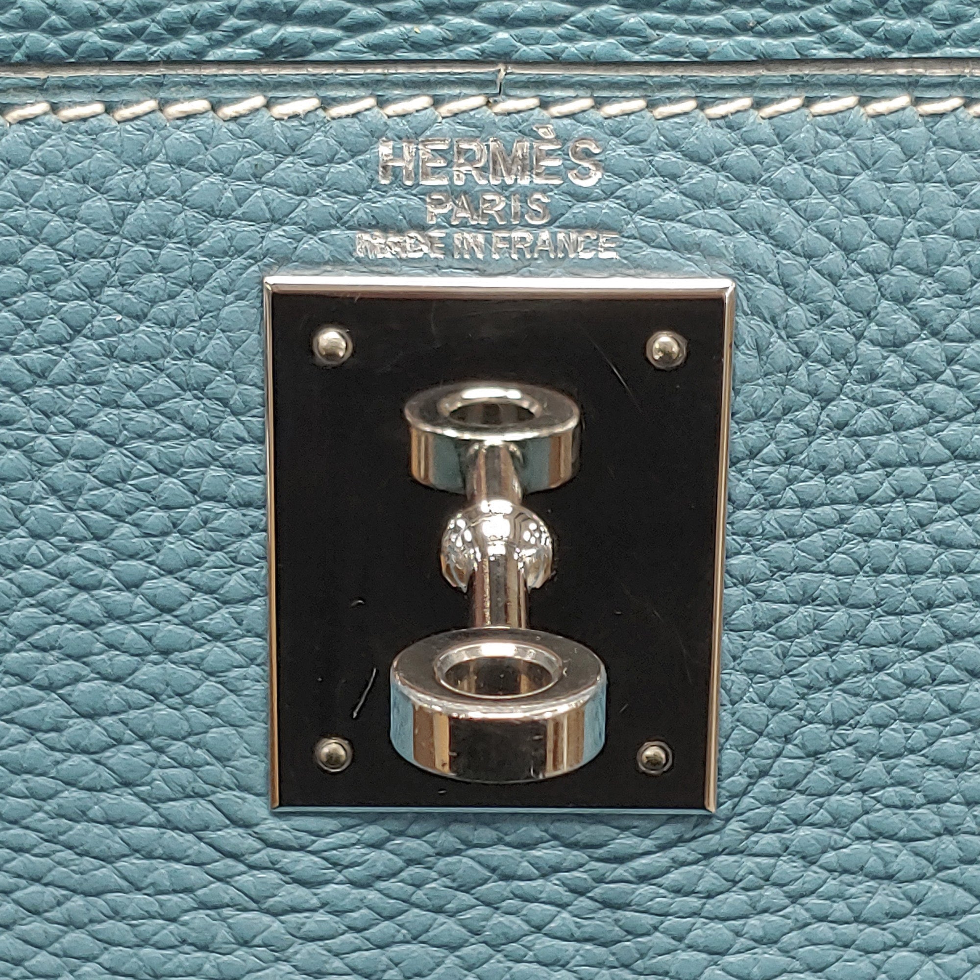 Hermès Kelly Sellier Mou 28 Bleu Jean Togo