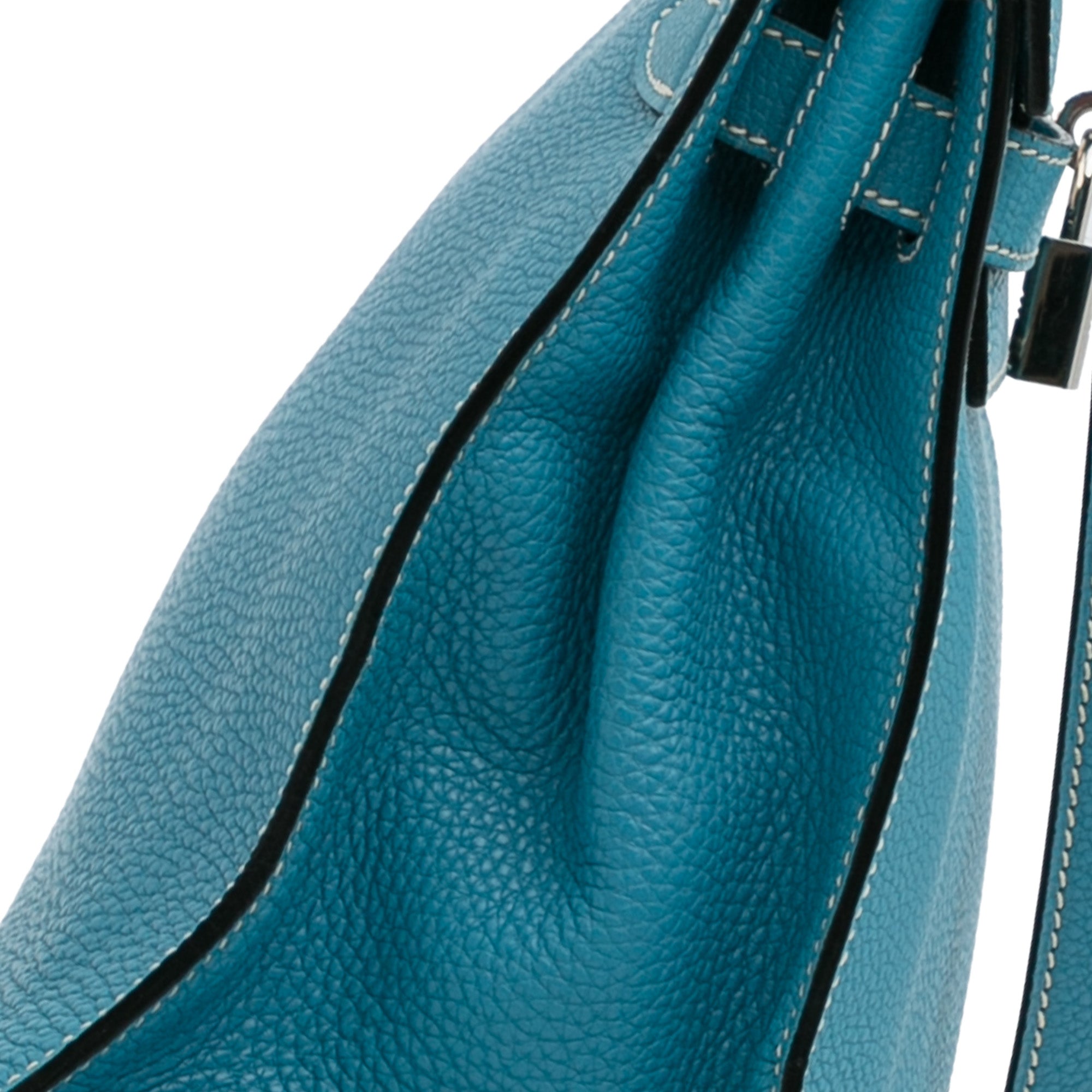 Hermès Kelly Sellier Mou 28 Bleu Jean Togo