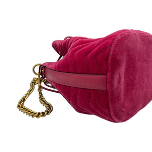 Gucci GG Marmont Bucket Bag Medium Rasperry Pink Velvet Gold