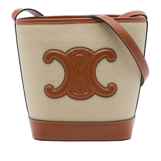Celine Triomphe Bucket Small Brown Canvas Calfskin
