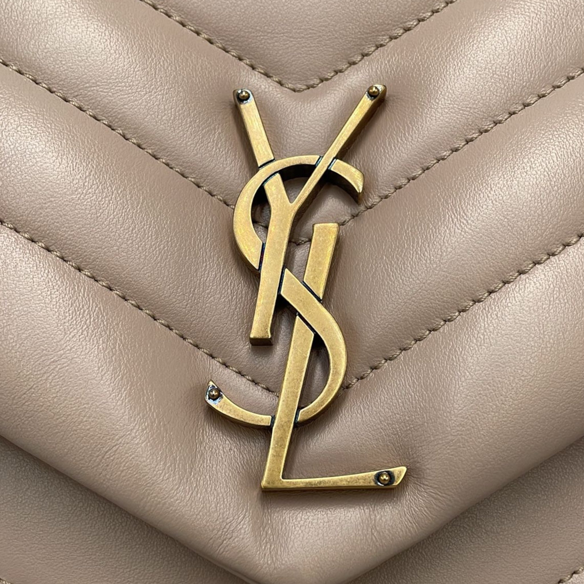 Yves Saint Laurent LouLou Large Beige Calfskin Gold