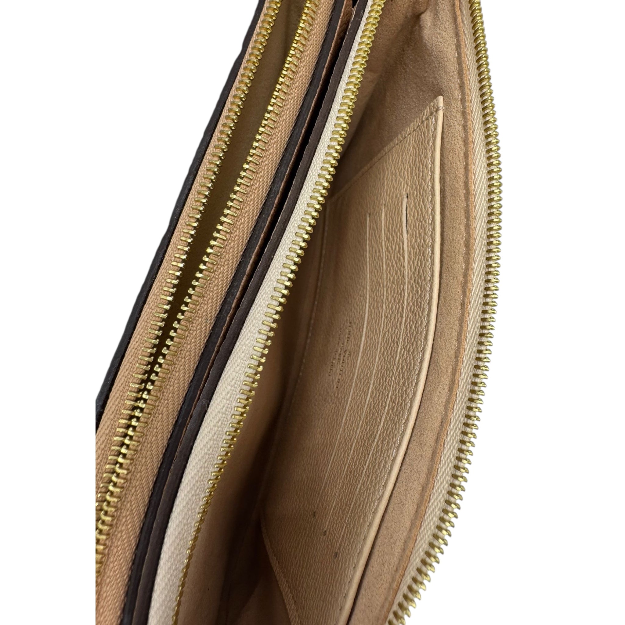 Louis Vuitton Double Zip Pochette Bicolor Pink Beige / Cream Empreinte