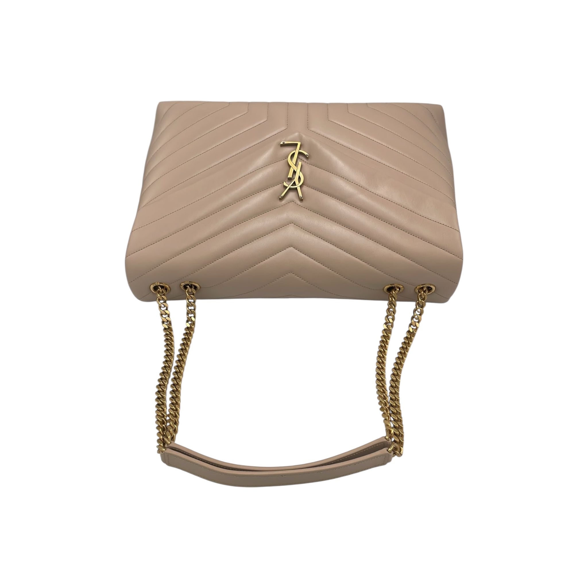 Yves Saint Laurent LouLou Large Beige Calfskin Gold