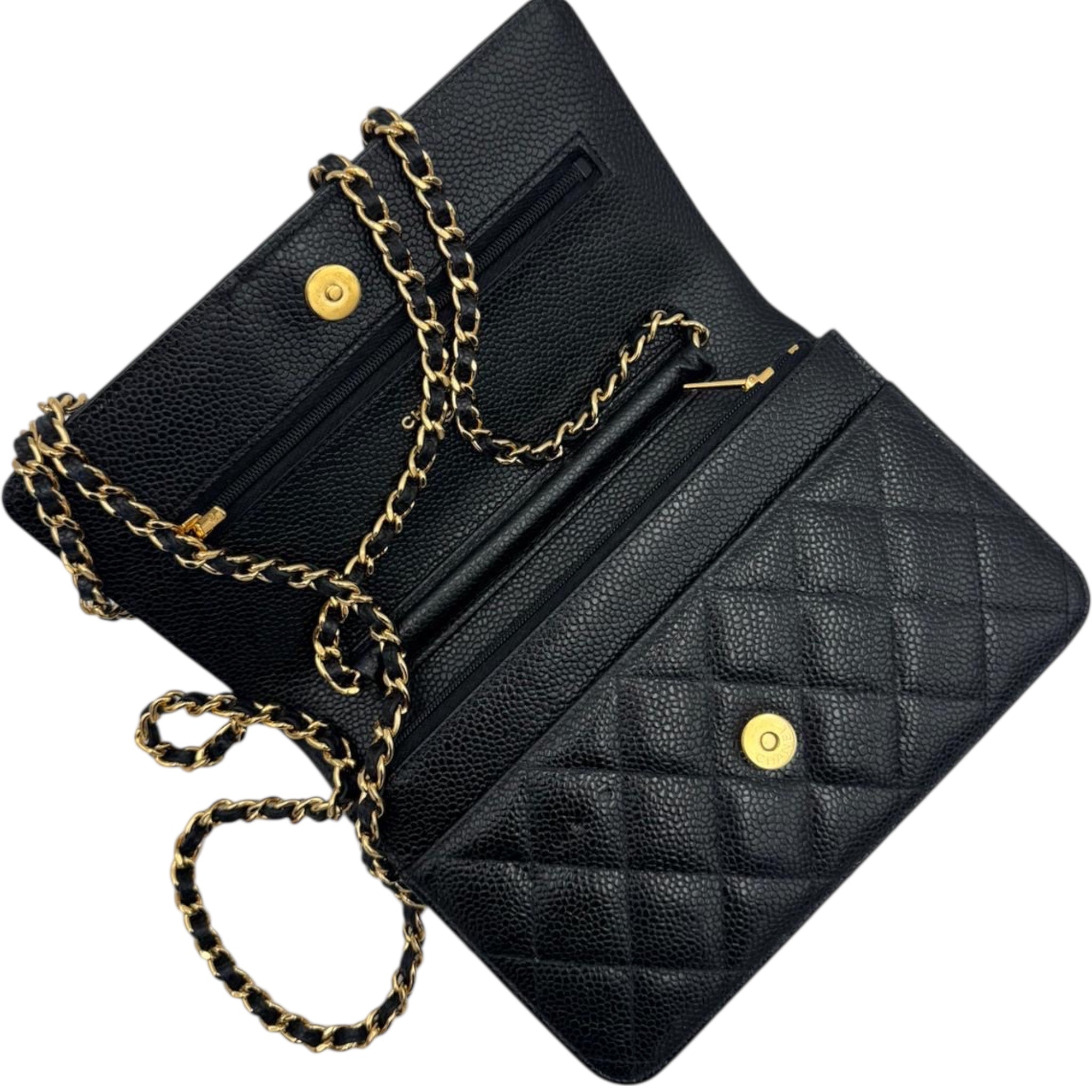Chanel WOC Black Caviar Gold