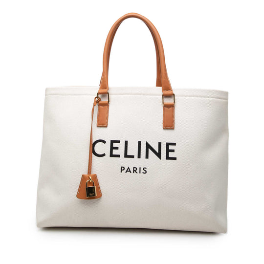 Celine Horizontal Cabas Small White Canvas