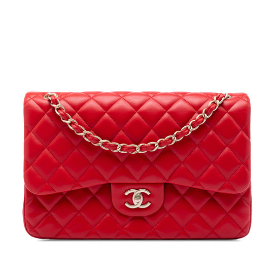 Chanel Classic Double Flap Jumbo Red Lambskin