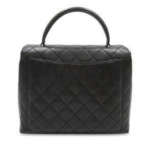 Chanel Kelly Top Handle Bag Black Caviar Silver