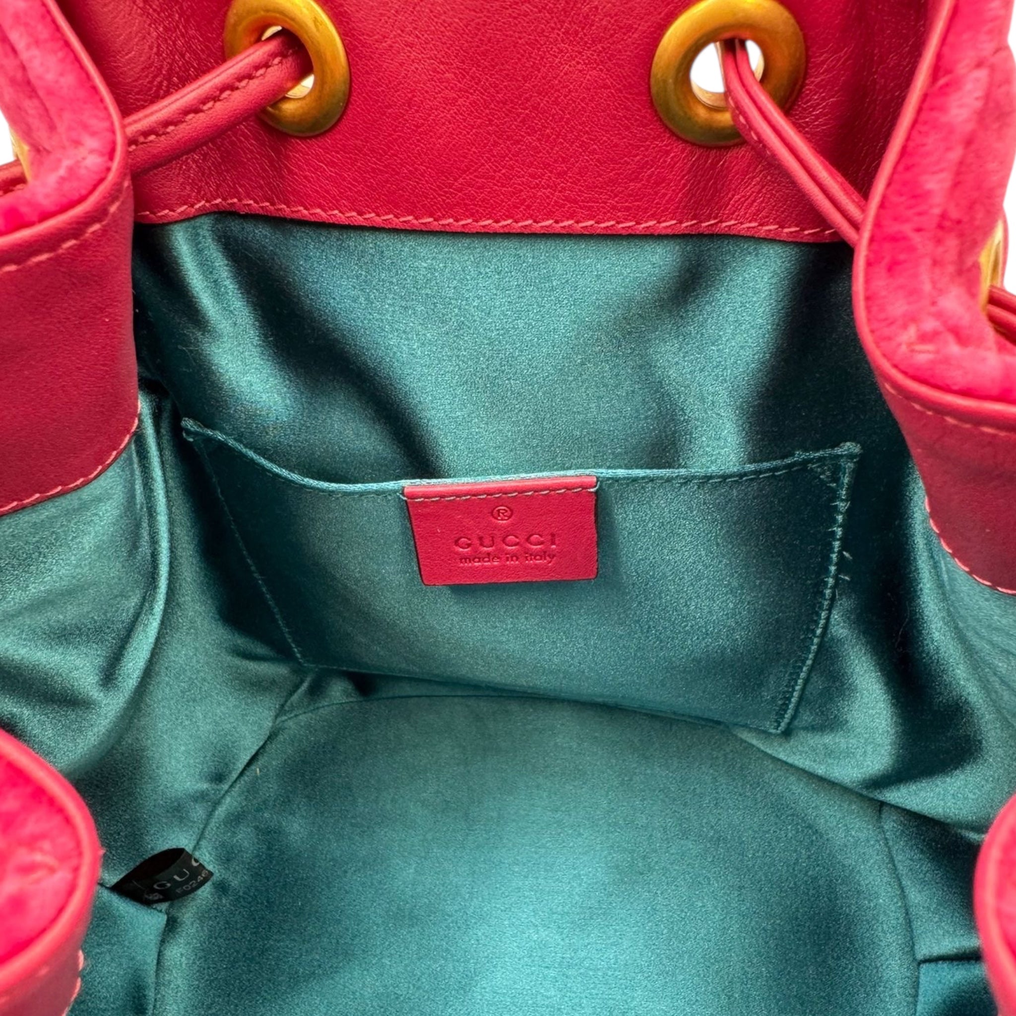 Gucci GG Marmont Bucket Bag Medium Rasperry Pink Velvet Gold