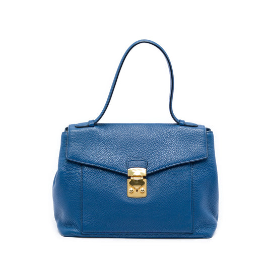 Miu Miu Vitello Daino Top Handle Blue Calfskin
