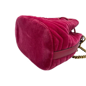 Gucci GG Marmont Bucket Bag Medium Rasperry Pink Velvet Gold
