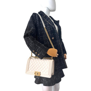 Chanel Boy New Medium White Lambskin Gold