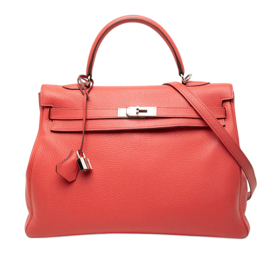 Hermès Kelly II Retourne 35 Red Clemence Palladium