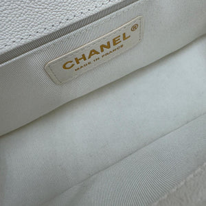 Chanel Boy New Medium White Lambskin Gold