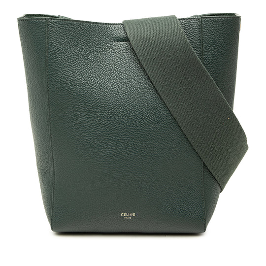 Celine Seau Sangle Bucket Small Green Soft Grained Calfskin