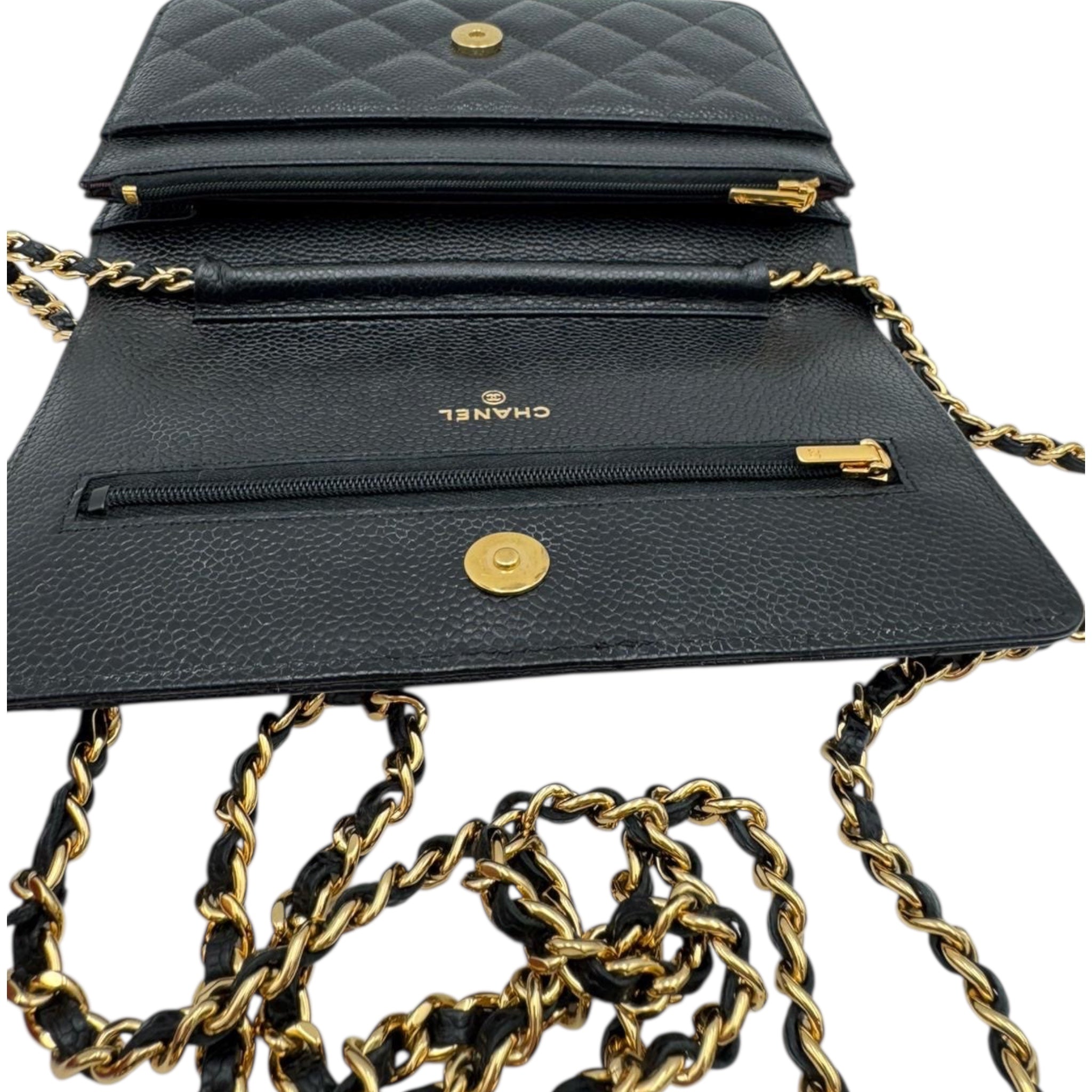 Chanel WOC Black Caviar Gold