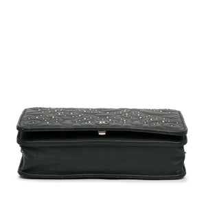 Chanel Camellia Wallet On Chain Black Studded Calfskin