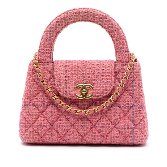 Chanel Nano Quilted Kelly Shopper Pink Tweed