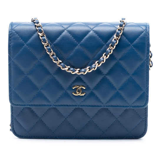 Chanel WOC Wallet on Chain Square Blue Lambskin Gold