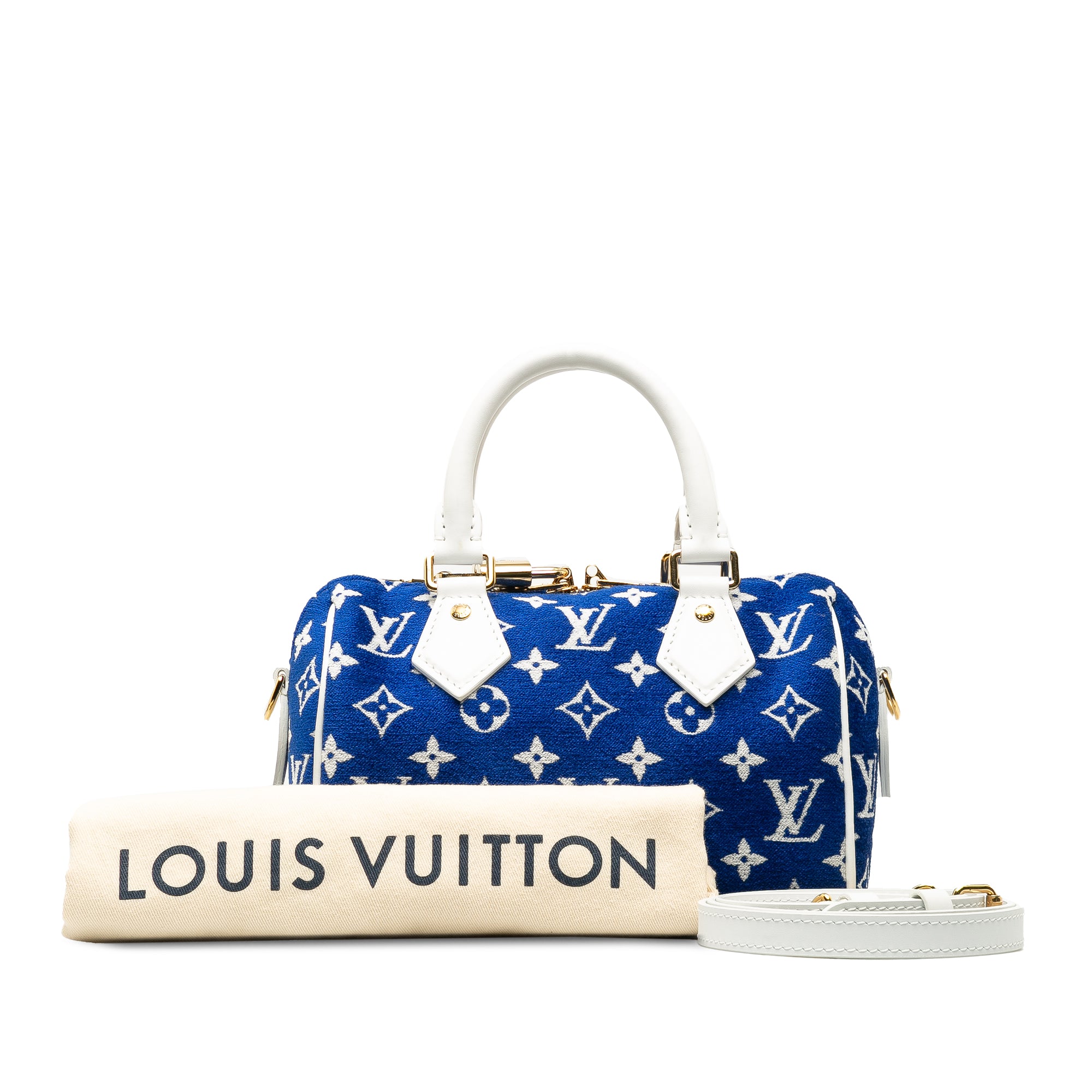 Louis Vuitton Speedy Bandouliere 20 Blue Monogram Velvet