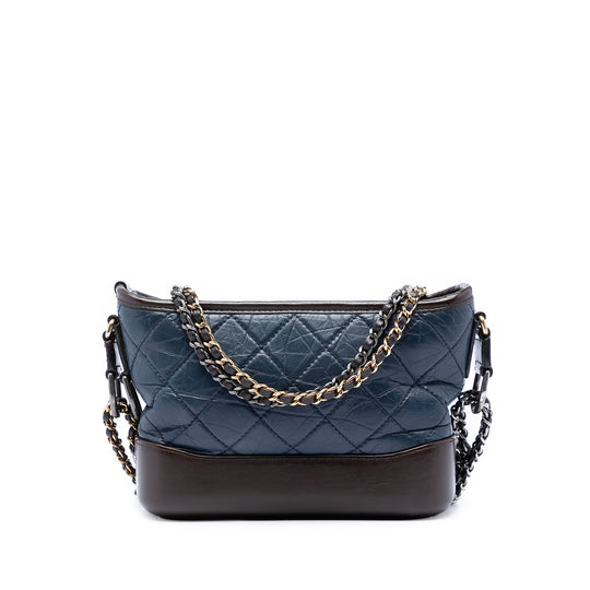Chanel Gabrielle Small Bicolor Black Blue Calfskin