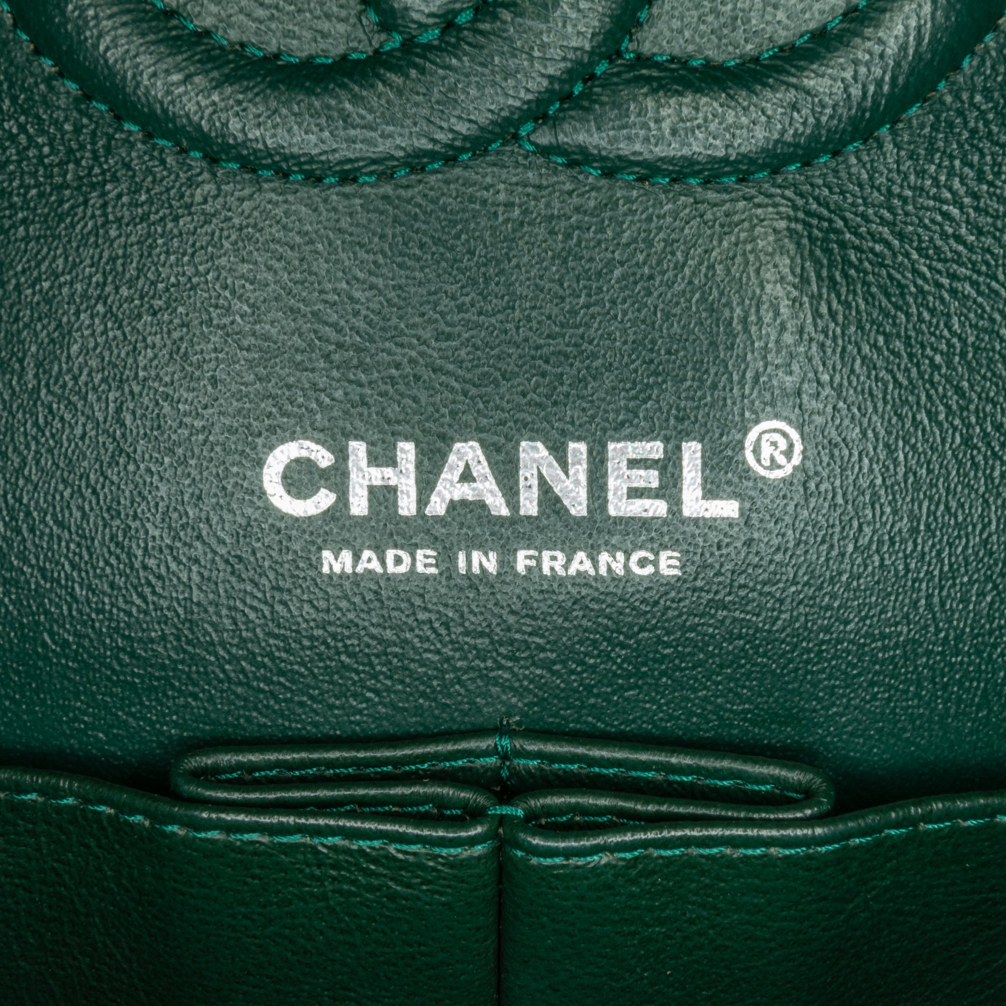 Chanel Classic Double Flap Medium Green Jersey Silver