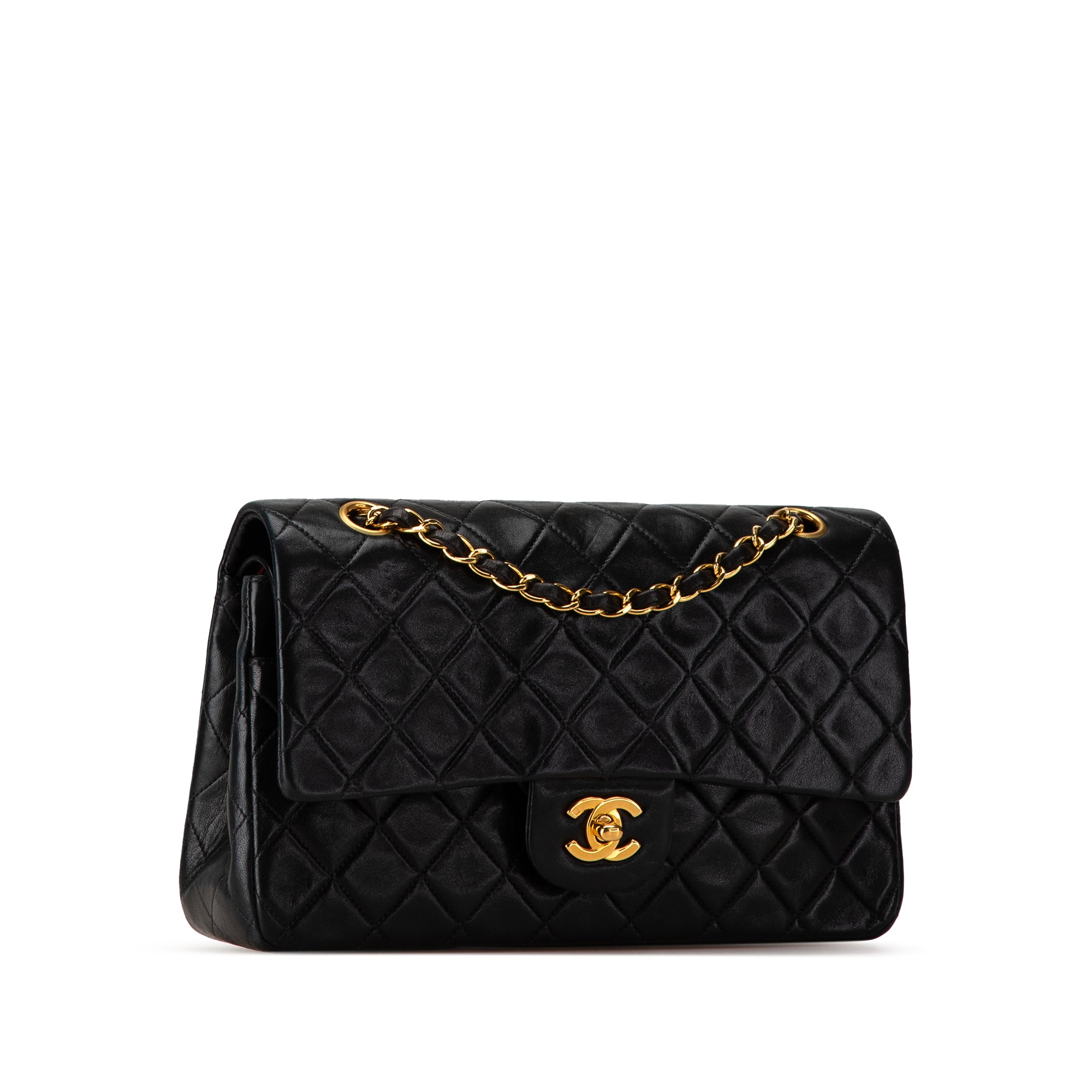 Chanel Classic Double Flap Medium Black Lambskin Gold