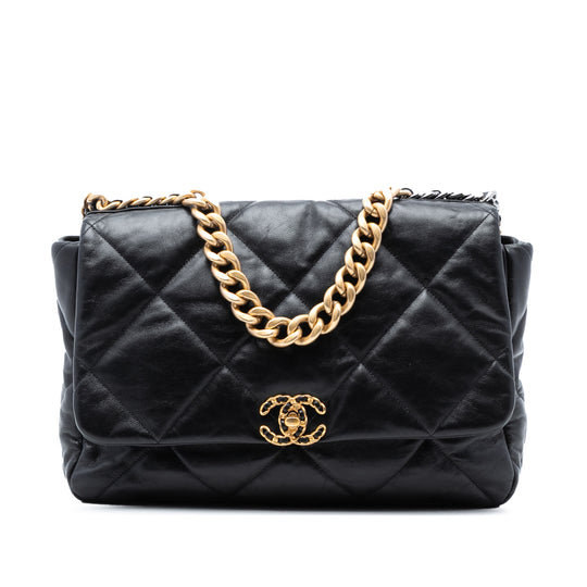 Chanel 19 Flap Maxi Black Lambskin Gold