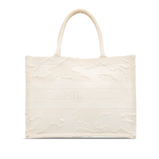 Dior Book Tote Medium White Camouflage Canvas