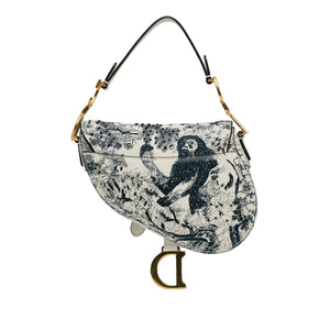 Dior Toile De Jouy Saddle Bag Mini White Calfskin