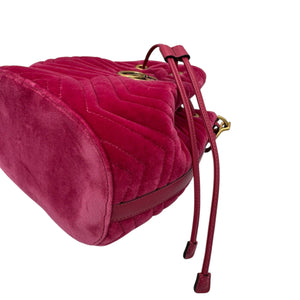 Gucci GG Marmont Bucket Bag Medium Rasperry Pink Velvet Gold