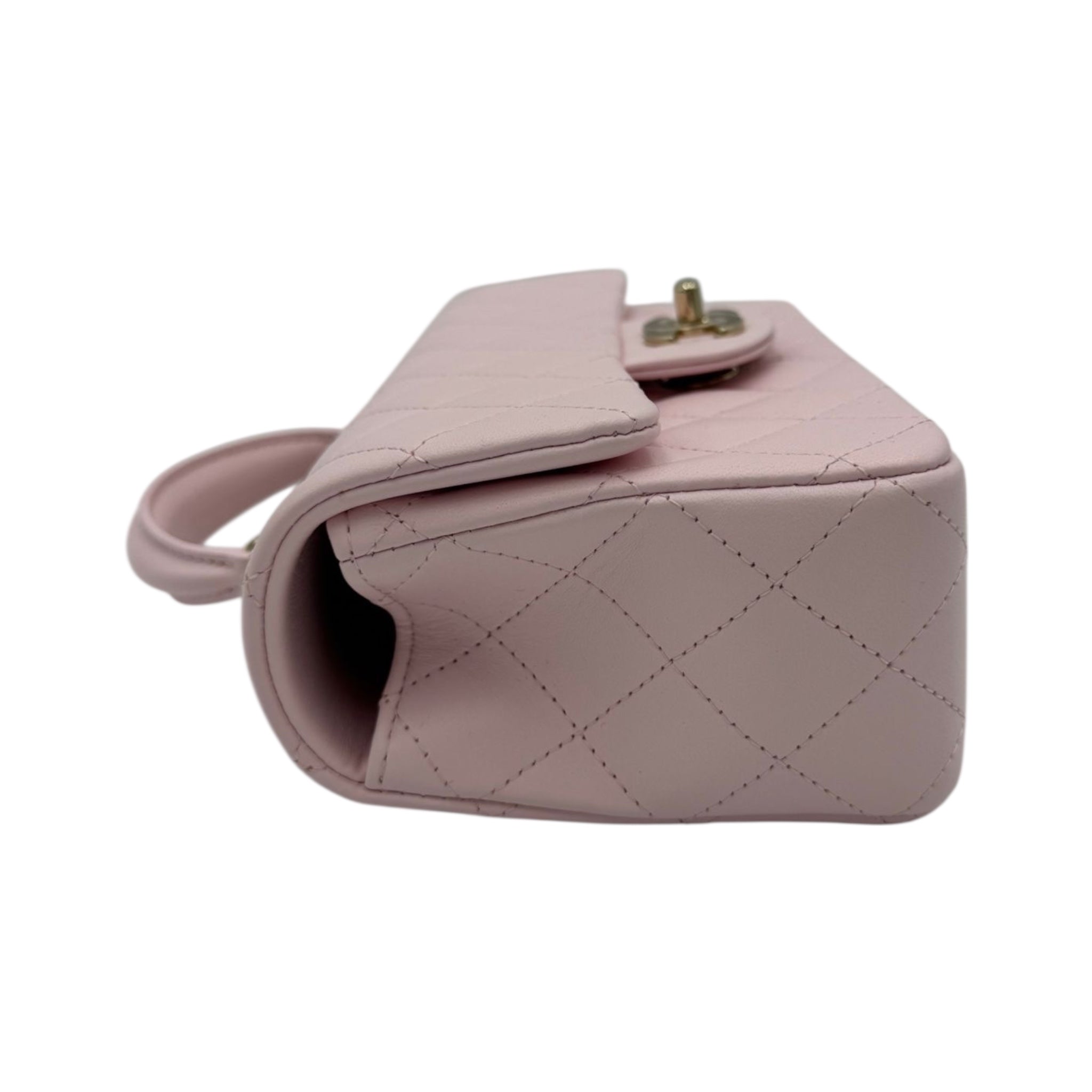 Chanel 22P Top Handle Rectangular Mini Light Pink Lambskin Gold