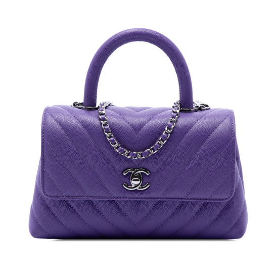 Chanel Coco Top Handle Mini Purple Caviar
