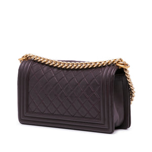 Chanel Boy Flap Bag Medium Purple Lambskin Gold