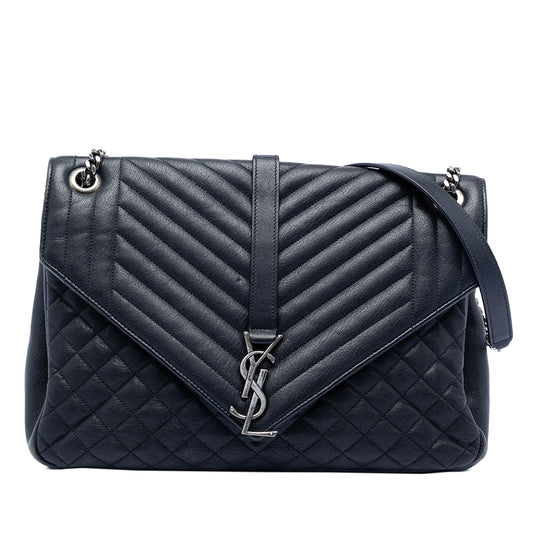 Saint Laurent College Large Blue Sheepskin
