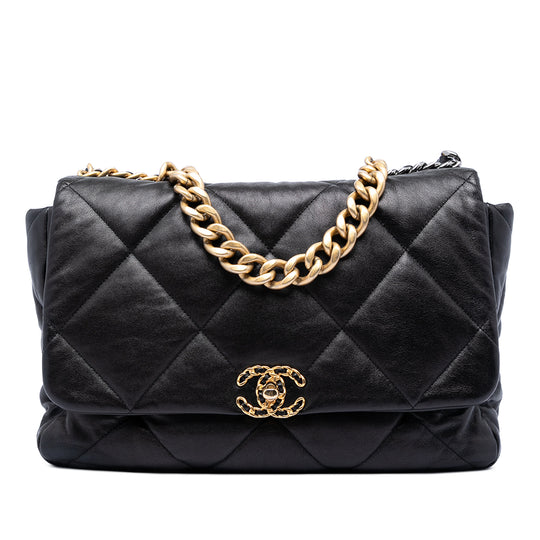 Chanel 19 Flap Maxi Black Lambskin Gold