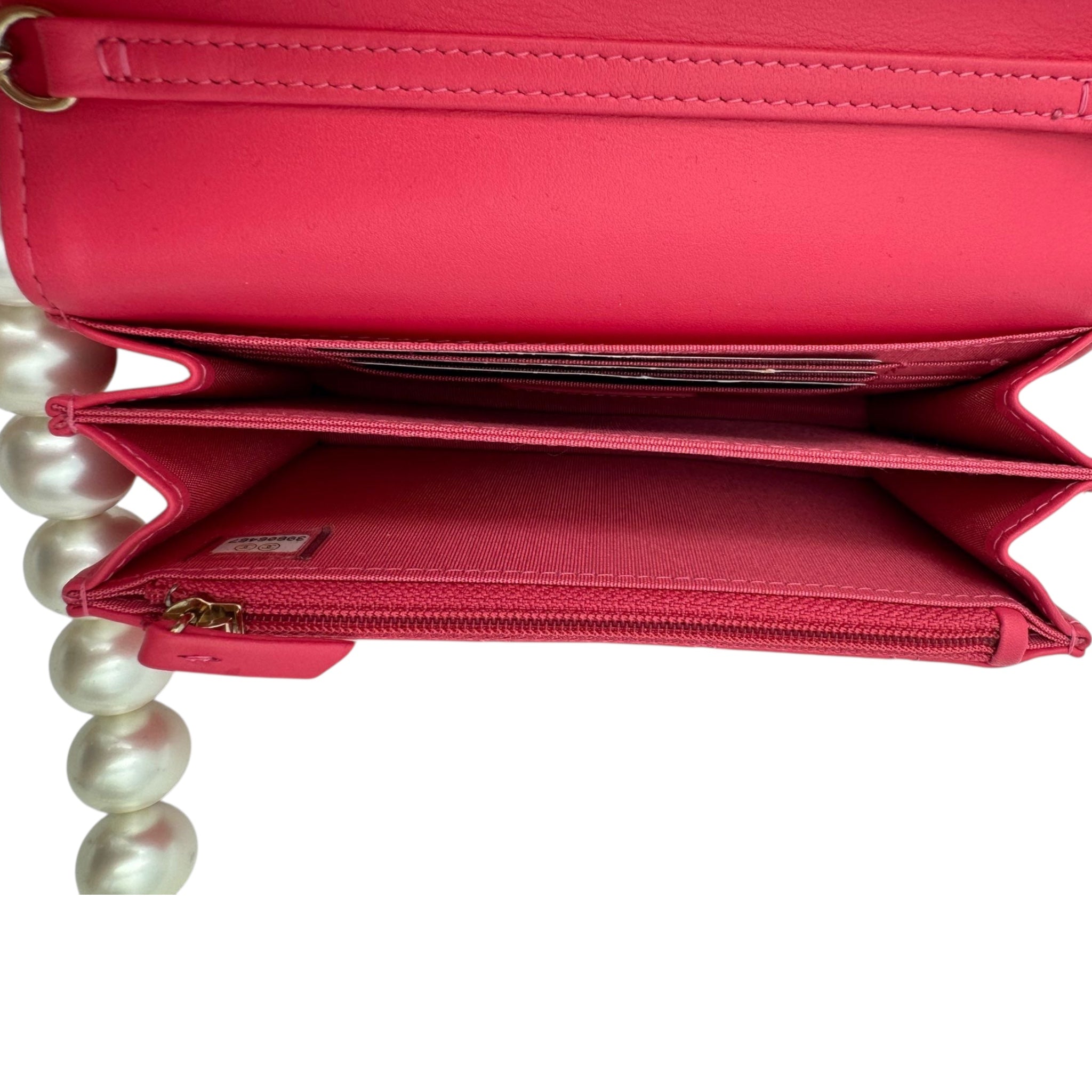 Chanel WoC Mini Pink Lambskin Silver Pearl Strap