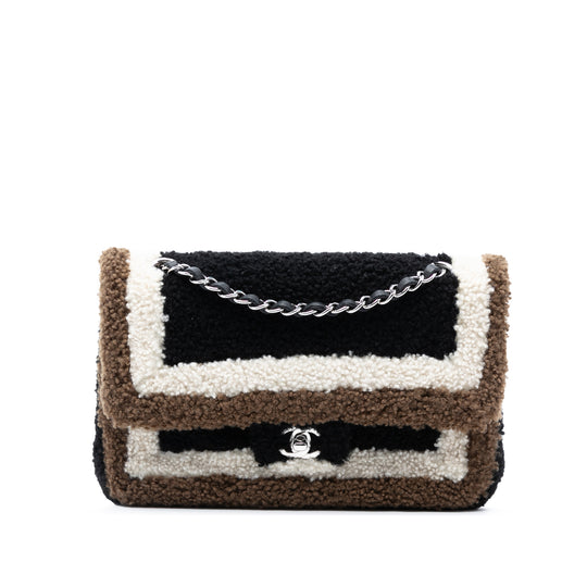 Chanel Classic Double Flap Medium Black Shearling