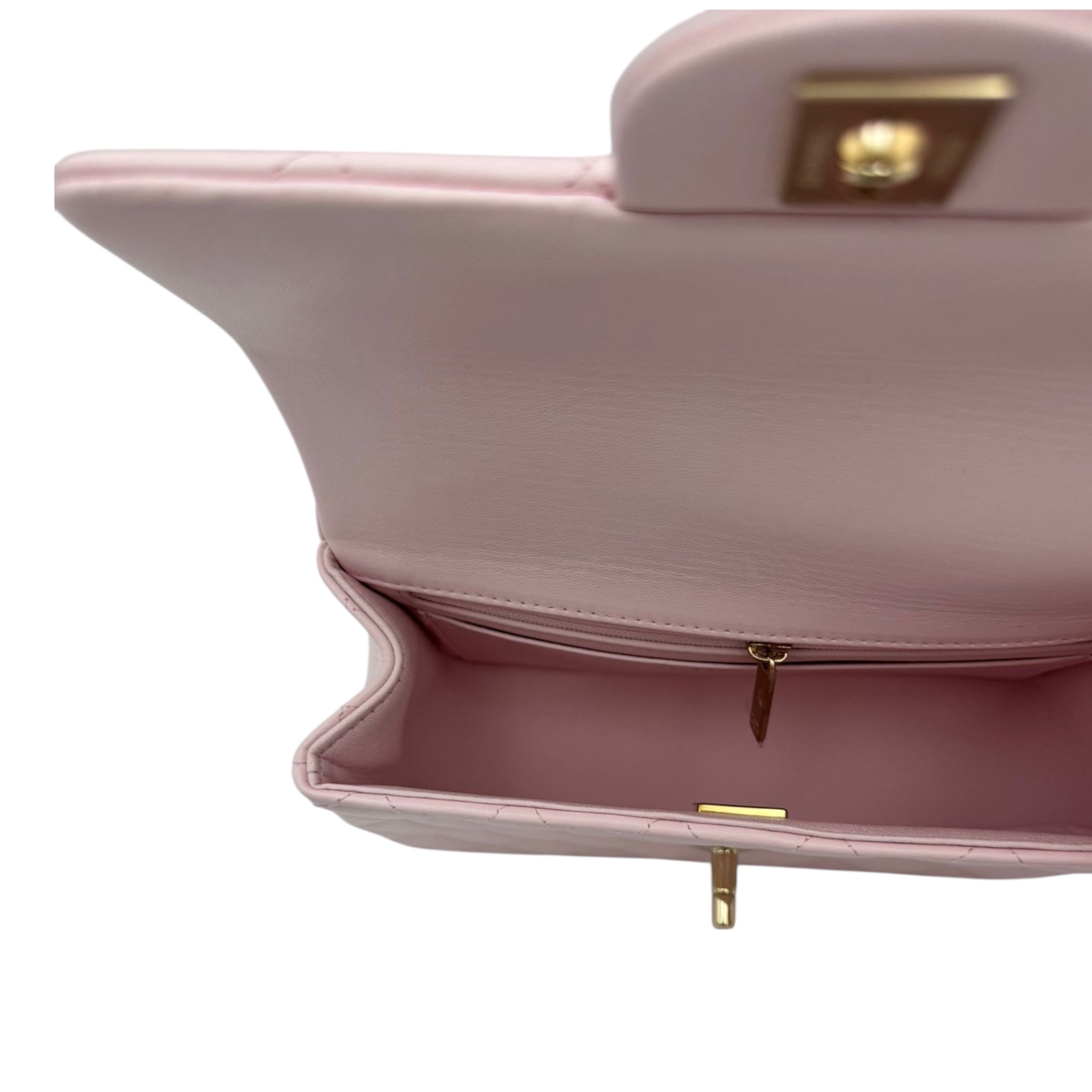 Chanel 22P Top Handle Rectangular Mini Light Pink Lambskin Gold