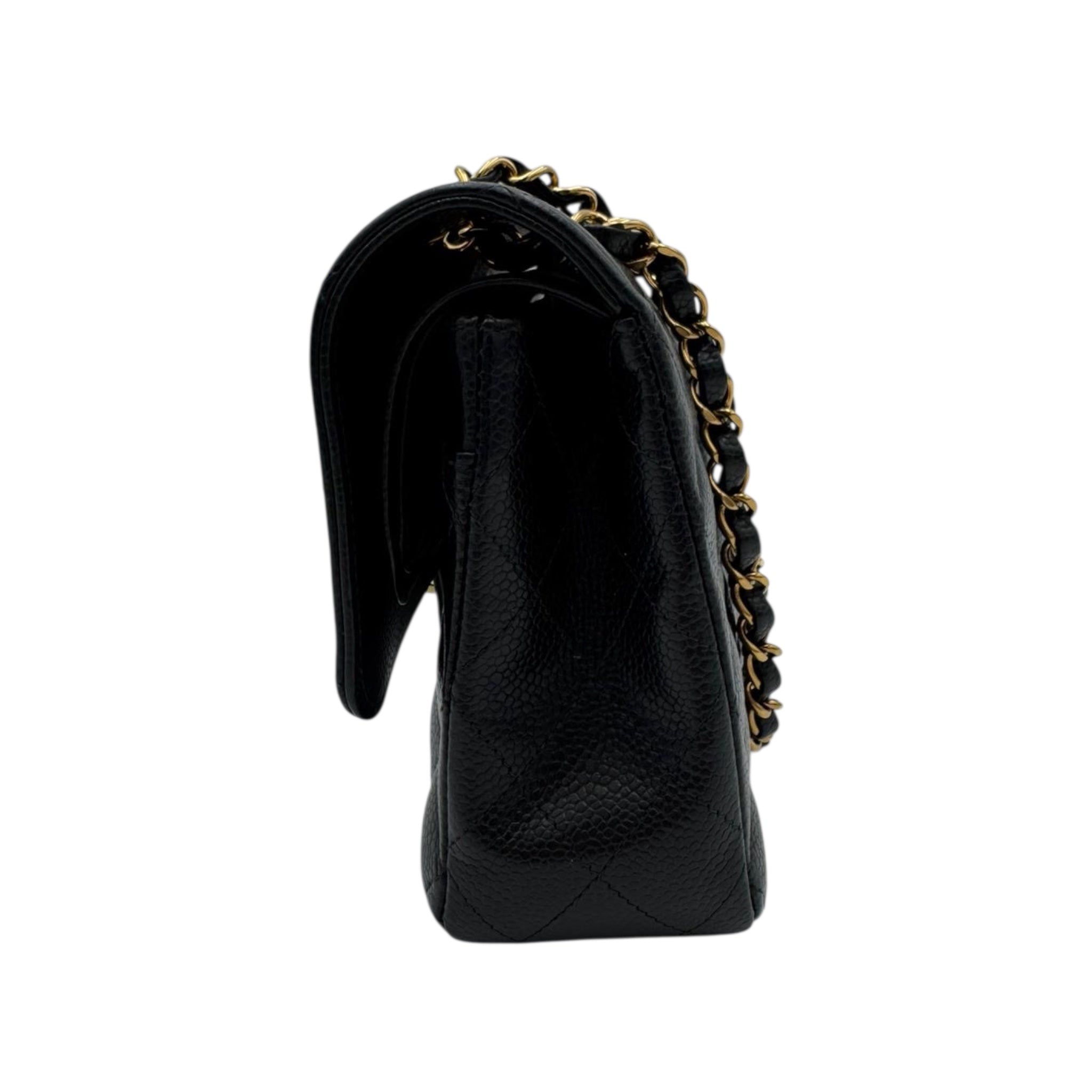 Chanel Classic Medium Double Flap Black Caviar Gold