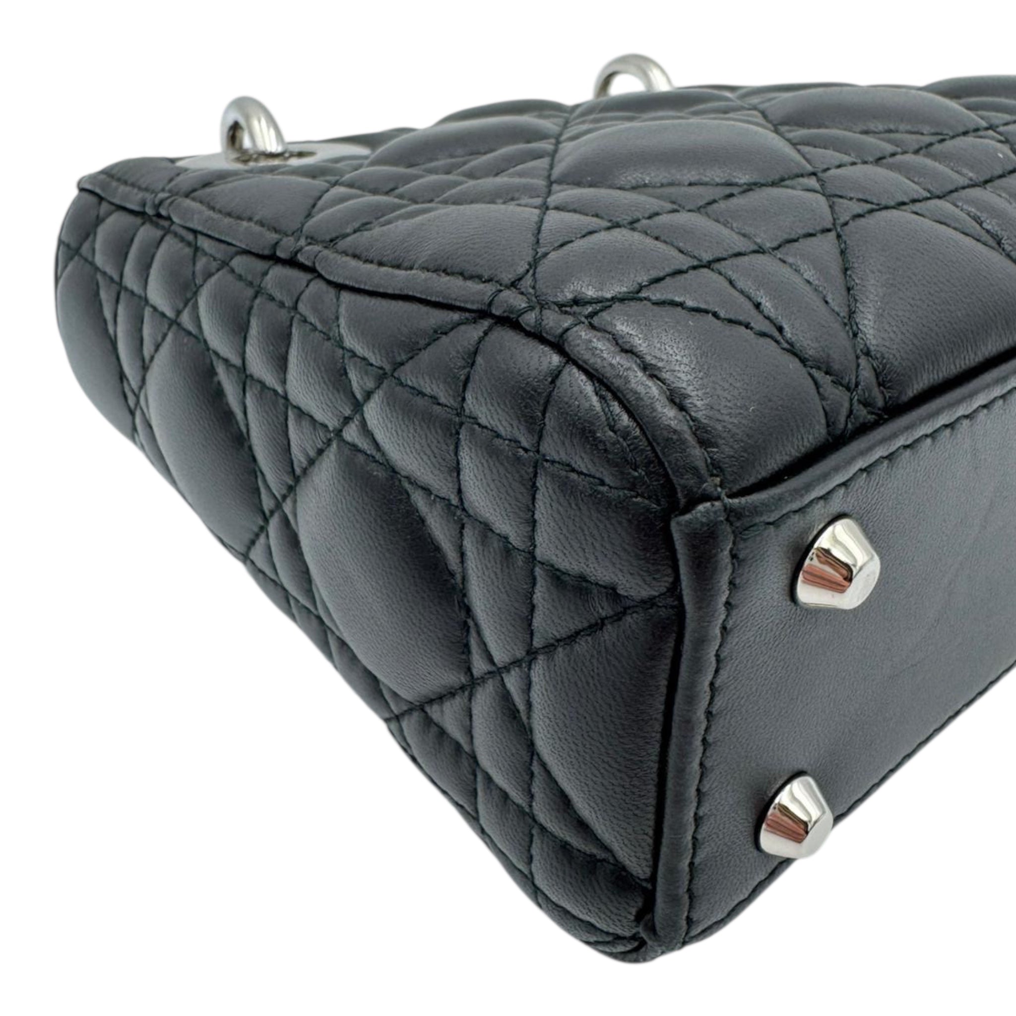 Dior Lady Dior Mini Black Studded Lambskin