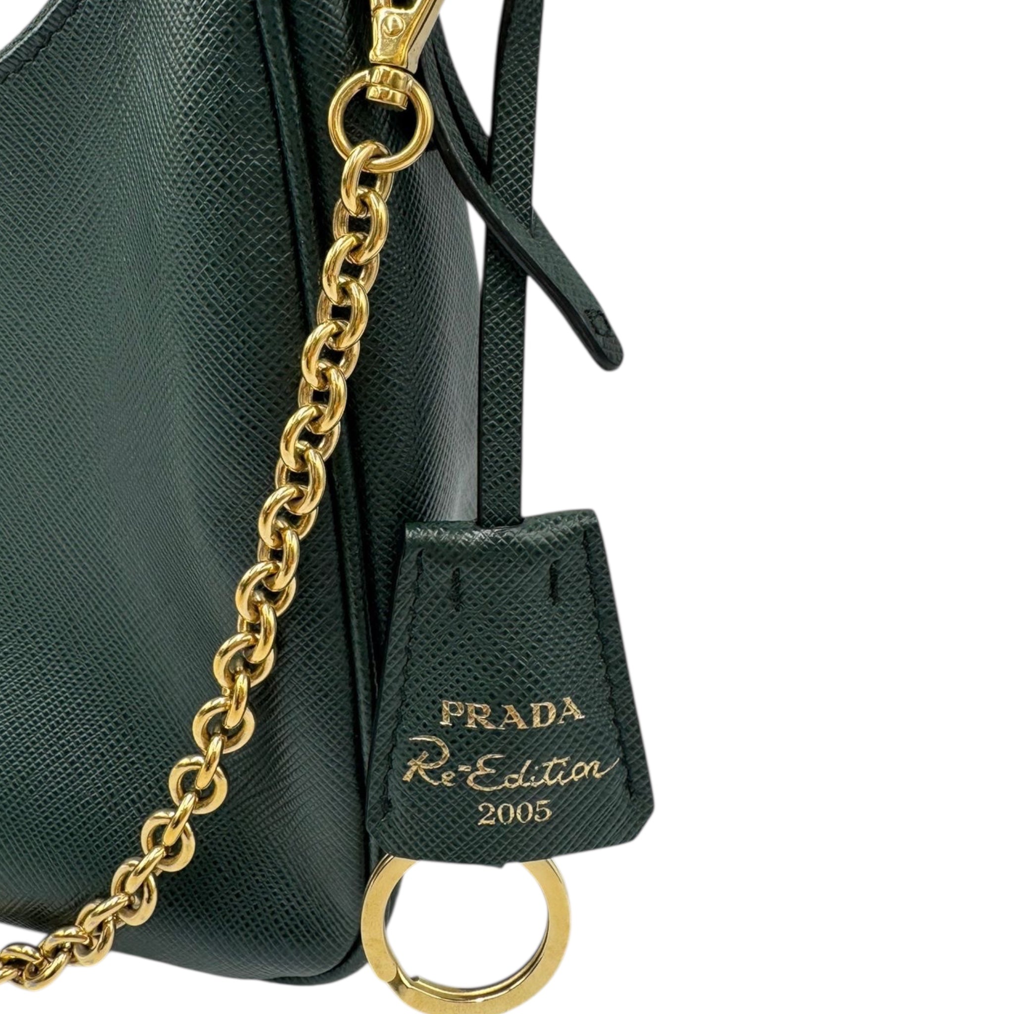 Prada Re-Edition 2005 Dark Green Saffiano Leather