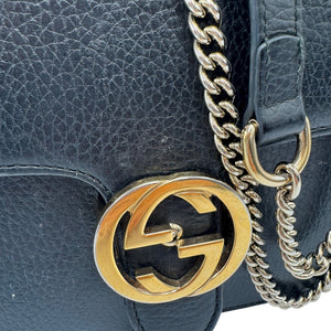 Gucci Interlocking GG Small Black Calfskin Gold