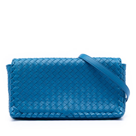 Bottega Veneta Intrecciato Flap Blue Nappa