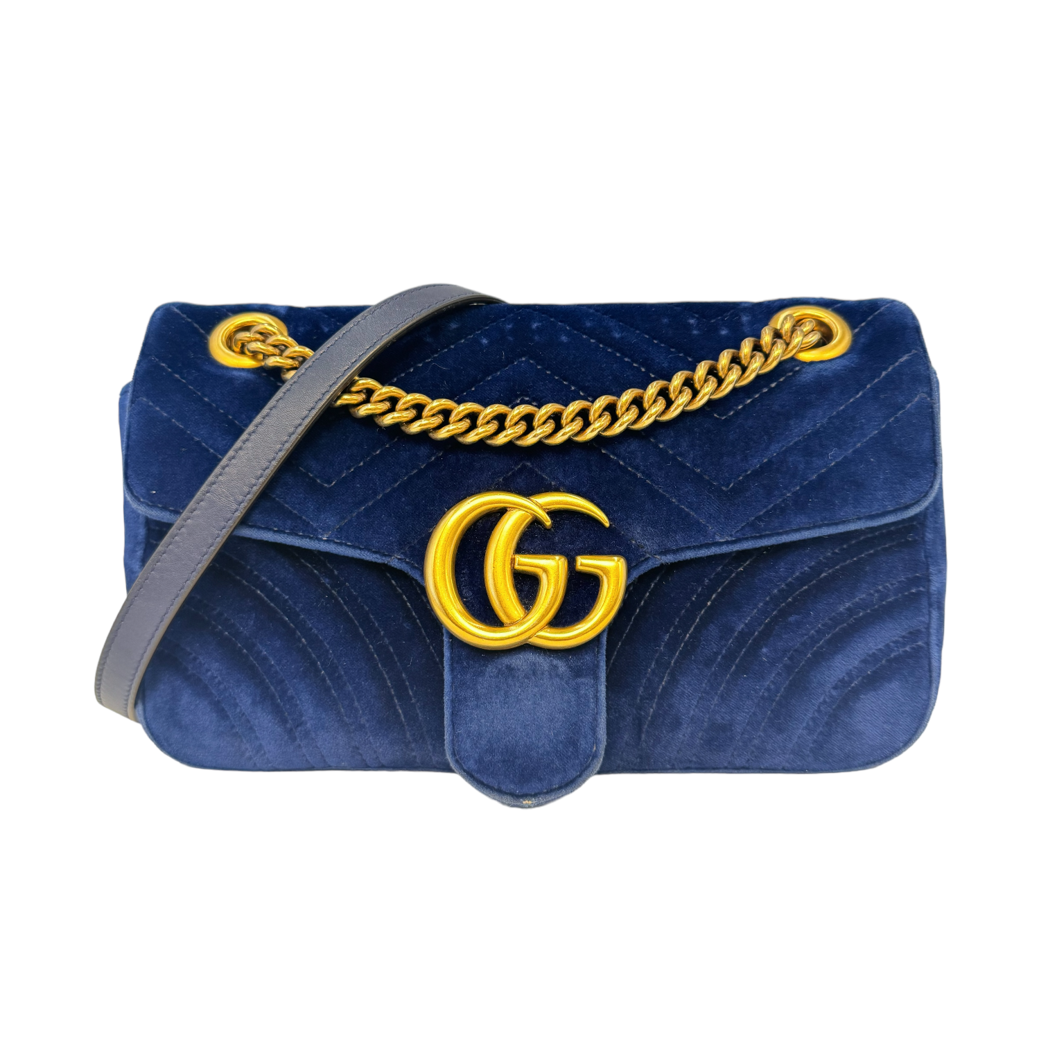 Gucci GG Marmont Small Blue Velvet