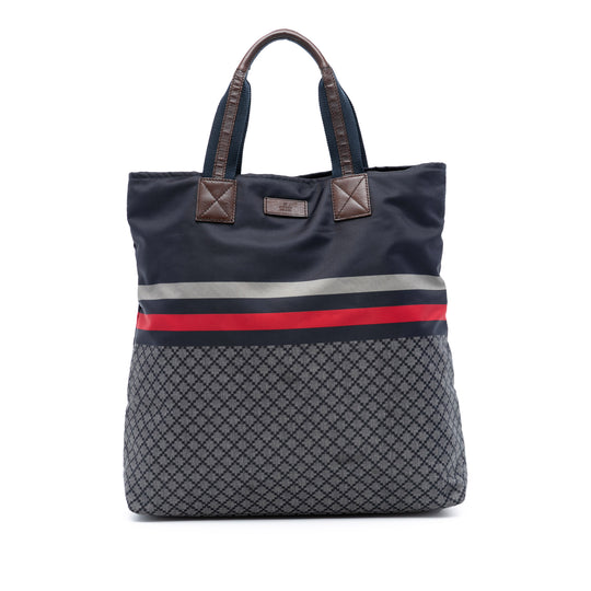 Gucci Diamante Web Tote Blue Nylon