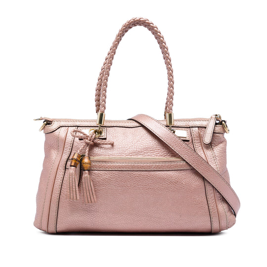 Gucci Bella Satchel Pink Metallic Pebbled Calfskin