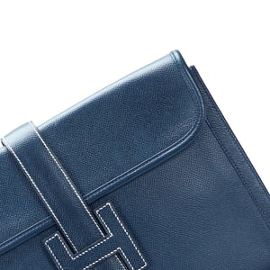 Hermès Jige PM Clutch Blue Leather