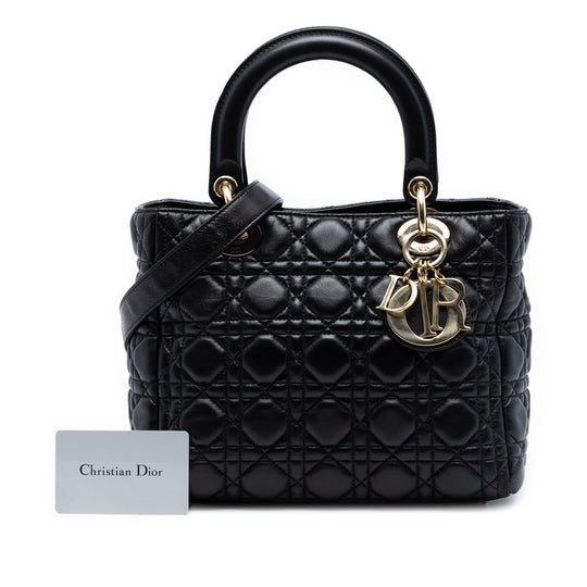 Dior Lady Dior Medium Black Lambskin